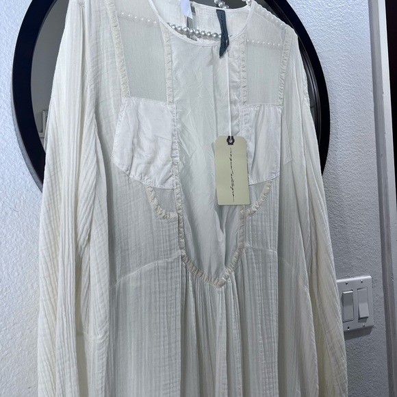 Raquel Allegra Malia Midi Cream/White Long Sleeve Dress NWT  Sz Womens Large - Picture 11 of 13